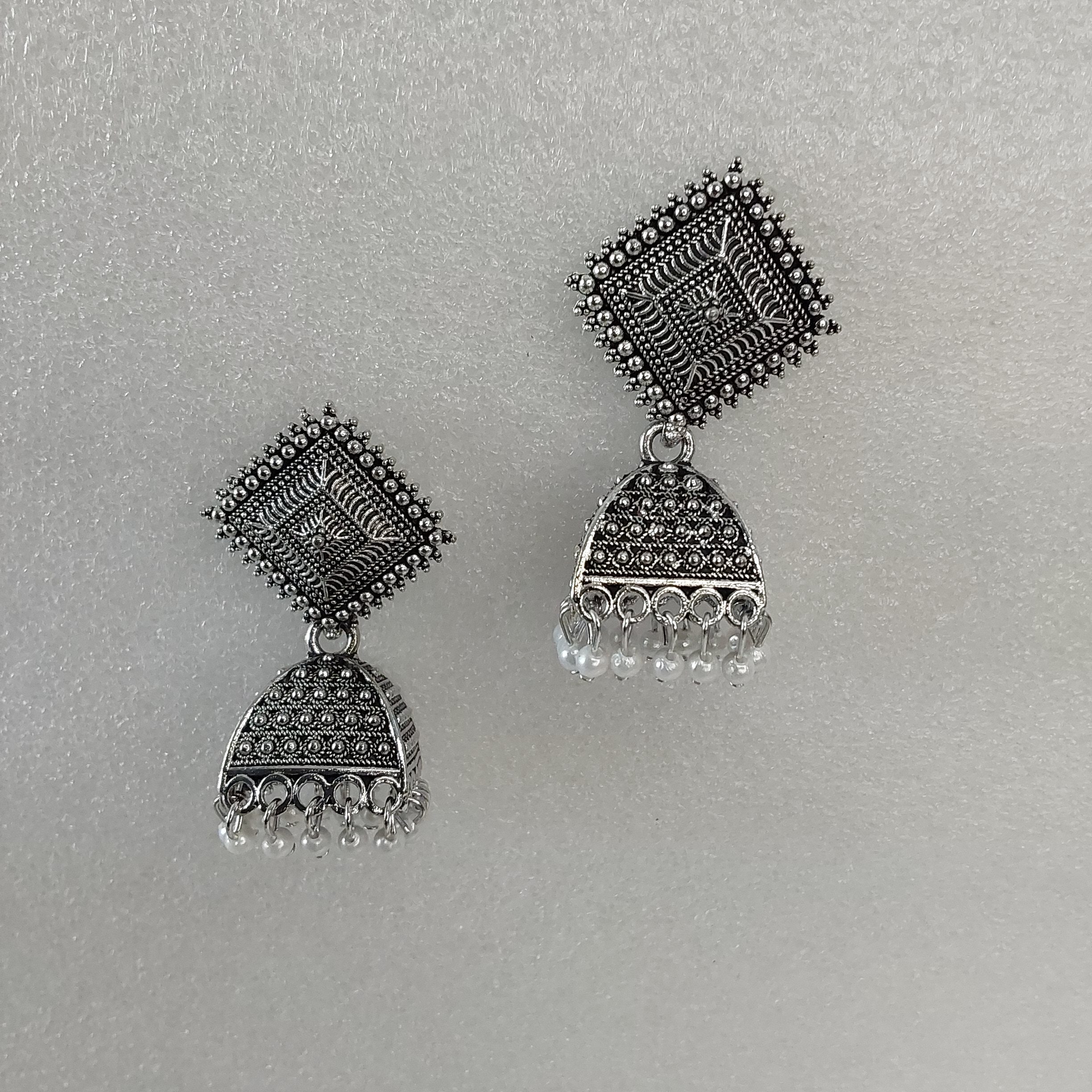 Buy Tvayaa Art Small Size Stud Earrings Silver Oxidised Dark Pink Color  Stone Women Jewellery Online at Best Prices in India - JioMart.