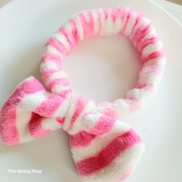 Facial Head Band -rose pink with white