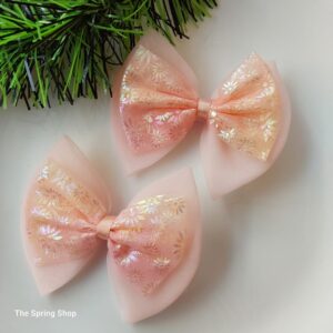 Premium Organza Bow Pin - peach